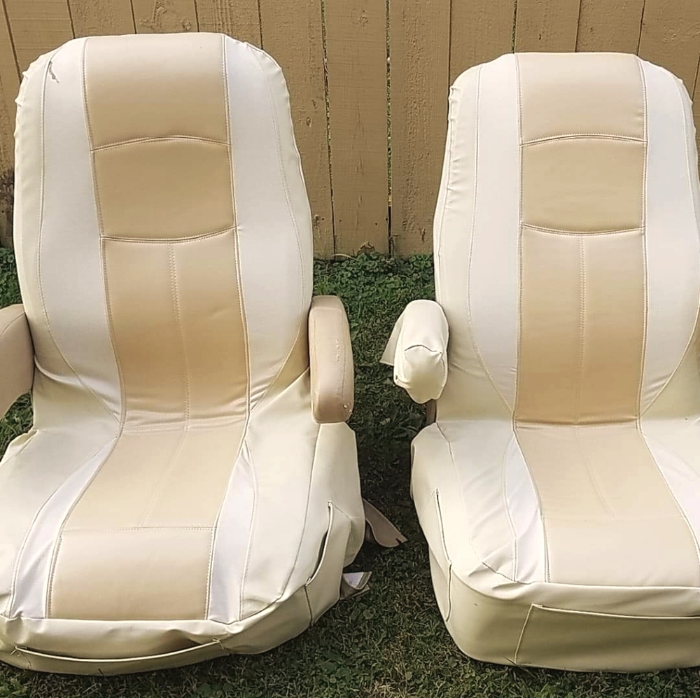 2 white an tan leather seat covers & seats